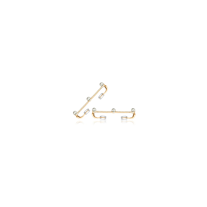 【BUBBLE TEA】Molly Pearl Diamond Ear Cuff 18K Gold (SINGLE)