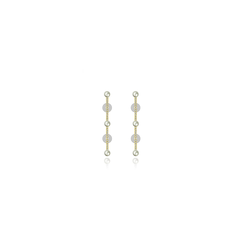 【BUBBLE TEA】Molly Pearl Diamond Ear Cuff 18K Gold (SINGLE)