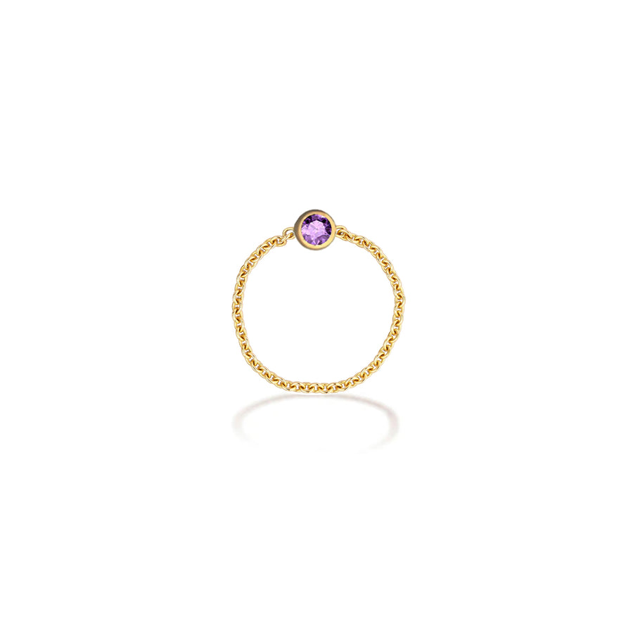 ·【TO ME, FROM ME】Amethyst Chain Ring 18K Gold Feb. Birthstone