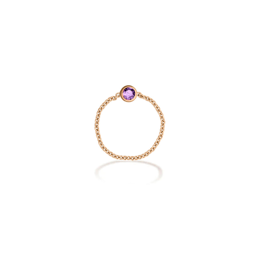 ·【TO ME, FROM ME】Amethyst Chain Ring 18K Gold Feb. Birthstone