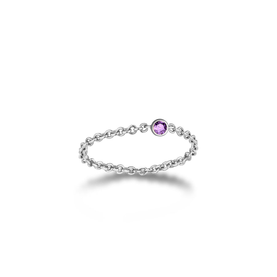 ·【TO ME, FROM ME】Amethyst Chain Ring 18K Gold Feb. Birthstone