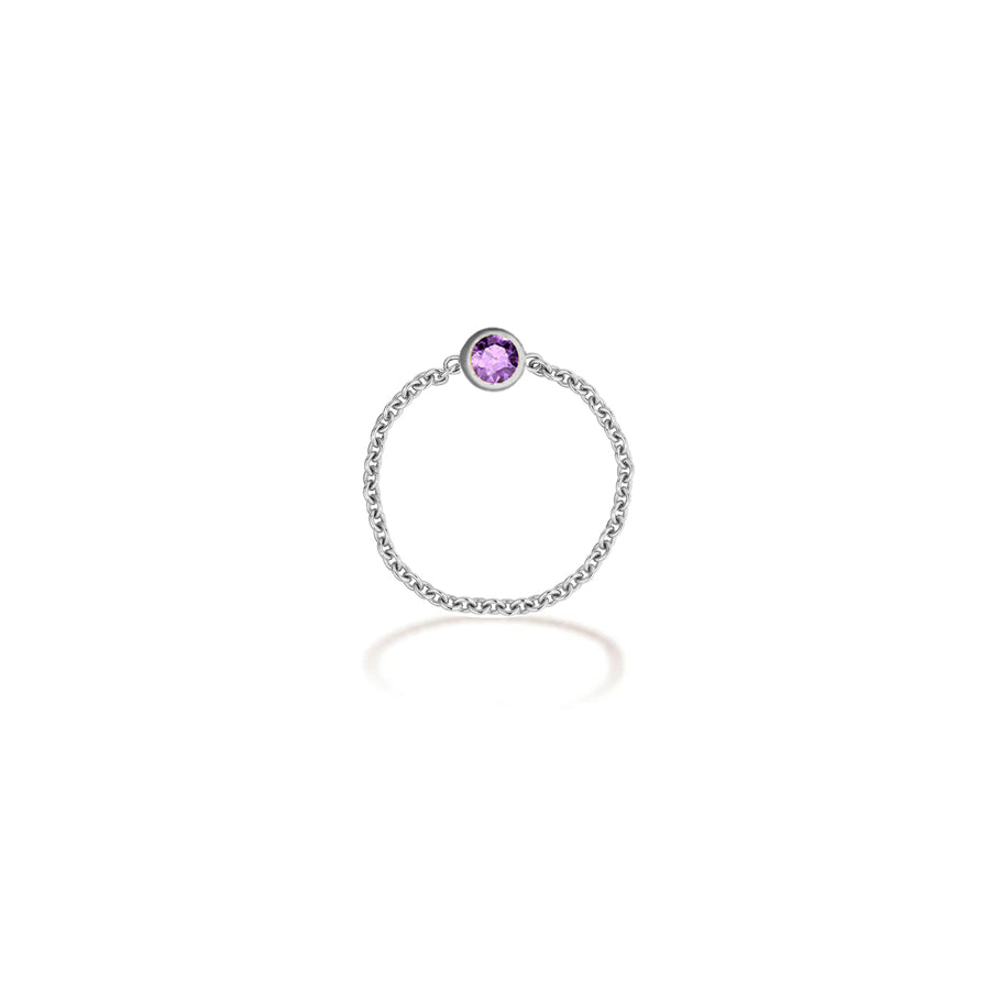 ·【TO ME, FROM ME】Amethyst Chain Ring 18K Gold Feb. Birthstone