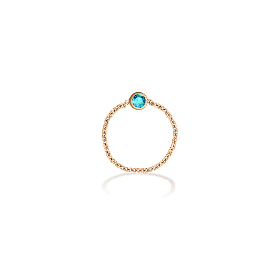 ・【TO ME, FROM ME.】Aquamarine Chain Ring 18K Gold March Birthstone