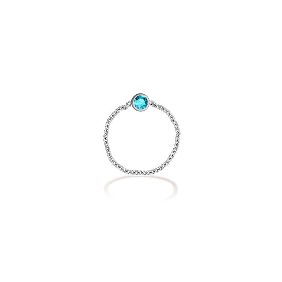 ・【TO ME, FROM ME.】Aquamarine Chain Ring 18K Gold March Birthstone