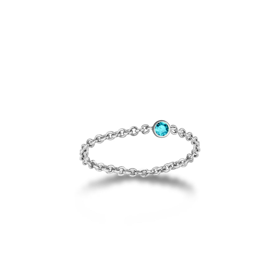 ・【TO ME, FROM ME.】Aquamarine Chain Ring 18K Gold March Birthstone