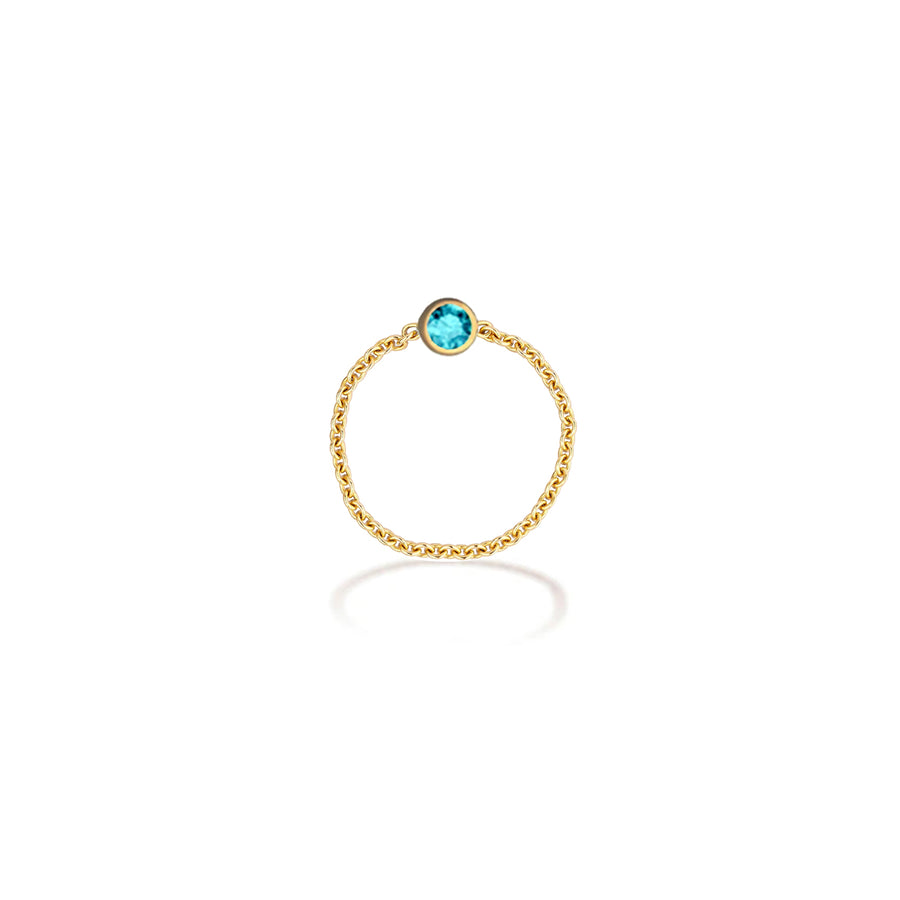 ・【TO ME, FROM ME.】Aquamarine Chain Ring 18K Gold March Birthstone