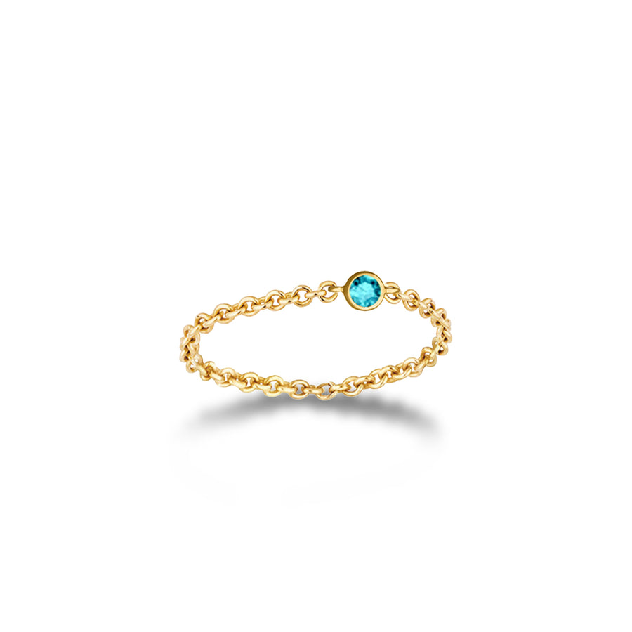 ・【TO ME, FROM ME.】Aquamarine Chain Ring 18K Gold March Birthstone