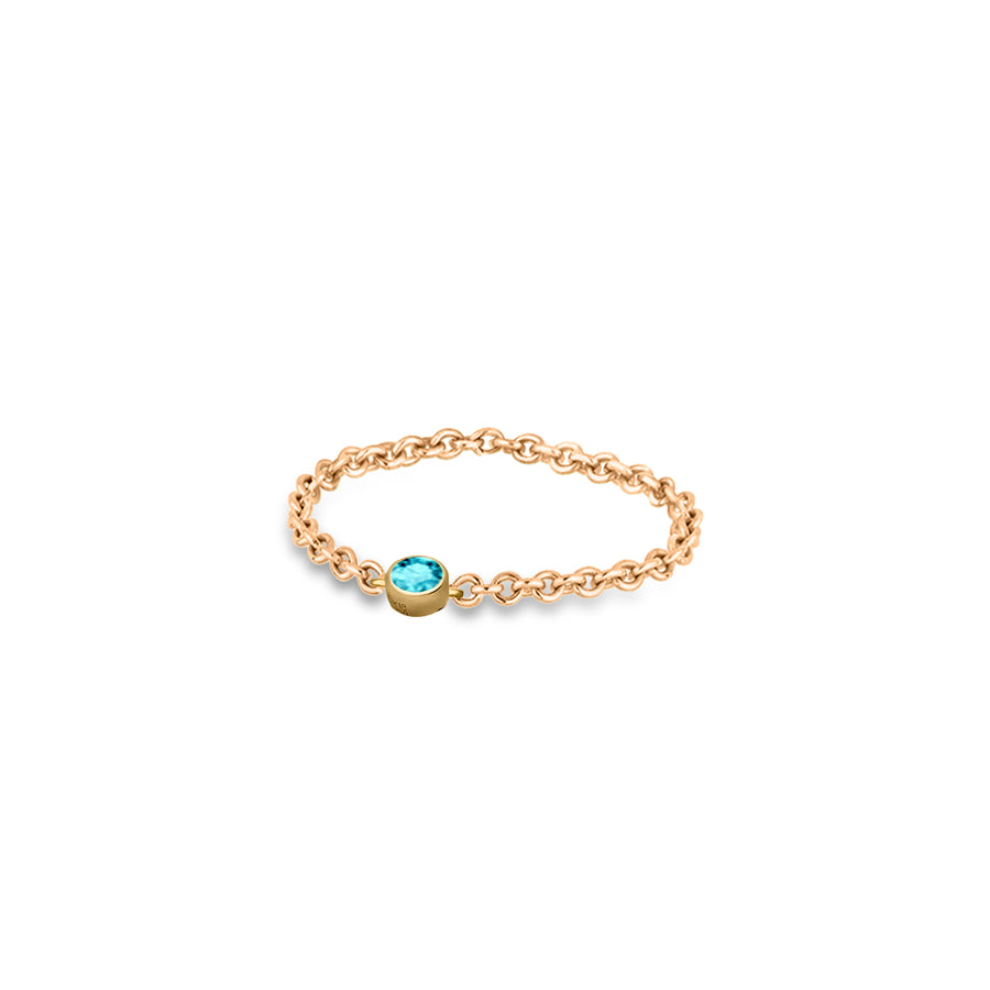 ・【TO ME, FROM ME.】Aquamarine Chain Ring 18K Gold March Birthstone