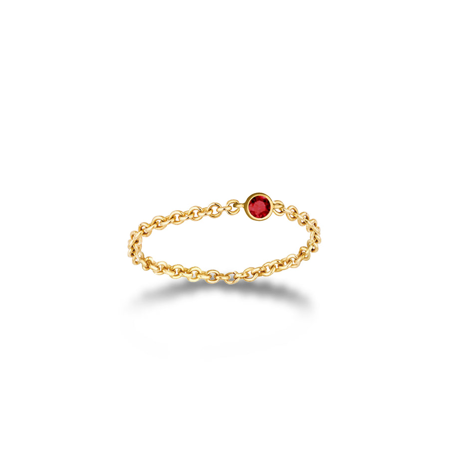 ·【TO ME, FROM ME】Ruby Chain Ring 18K Gold July Birthstone