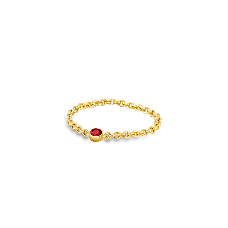 ·【TO ME, FROM ME】Ruby Chain Ring 18K Gold July Birthstone