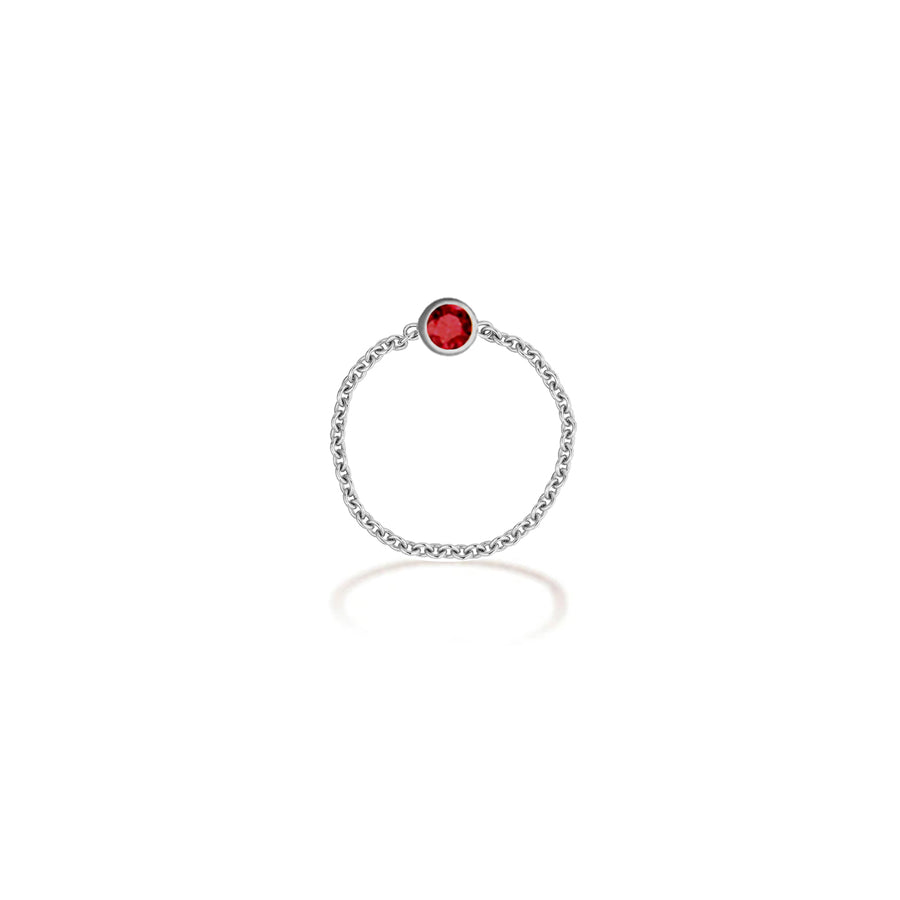 ·【TO ME, FROM ME】Ruby Chain Ring 18K Gold July Birthstone