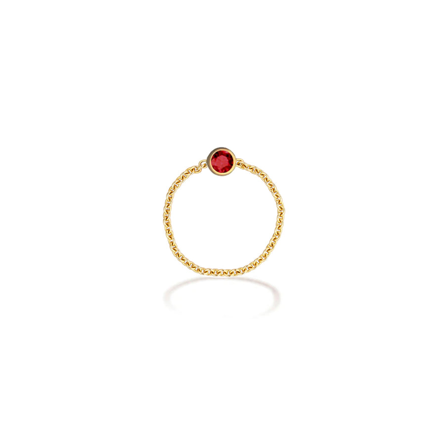 ·【TO ME, FROM ME】Ruby Chain Ring 18K Gold July Birthstone