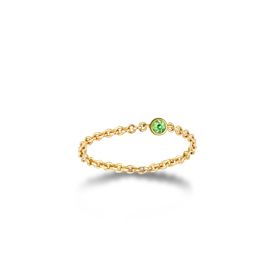 ·【TO ME, FROM ME】Peridot Chain Ring 18K Gold Aug. Birthstone