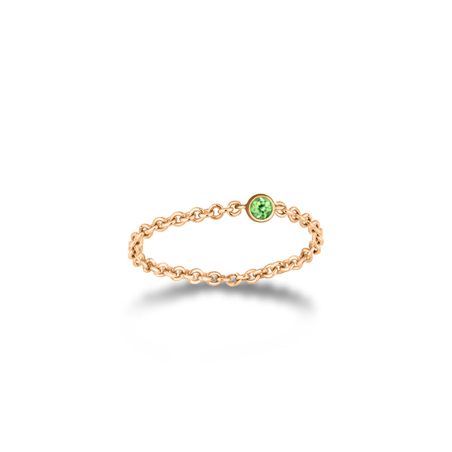 ·【TO ME, FROM ME】Peridot Chain Ring 18K Gold Aug. Birthstone