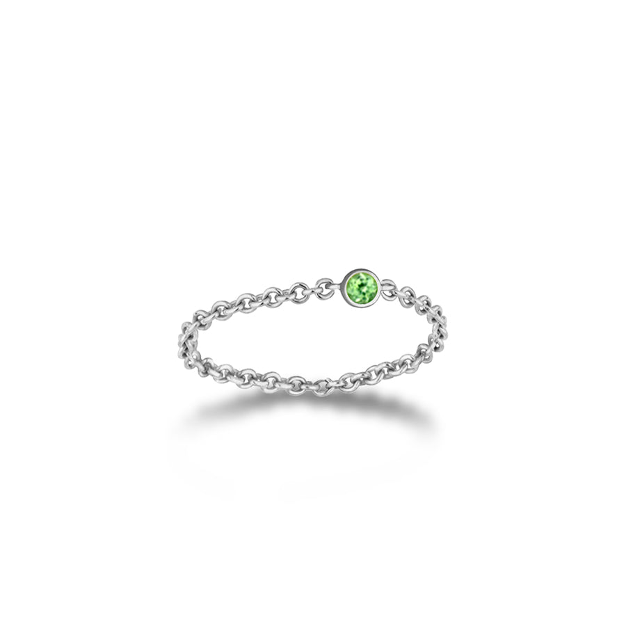 ·【TO ME, FROM ME】Peridot Chain Ring 18K Gold Aug. Birthstone