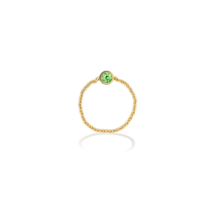 ·【TO ME, FROM ME】Peridot Chain Ring 18K Gold Aug. Birthstone