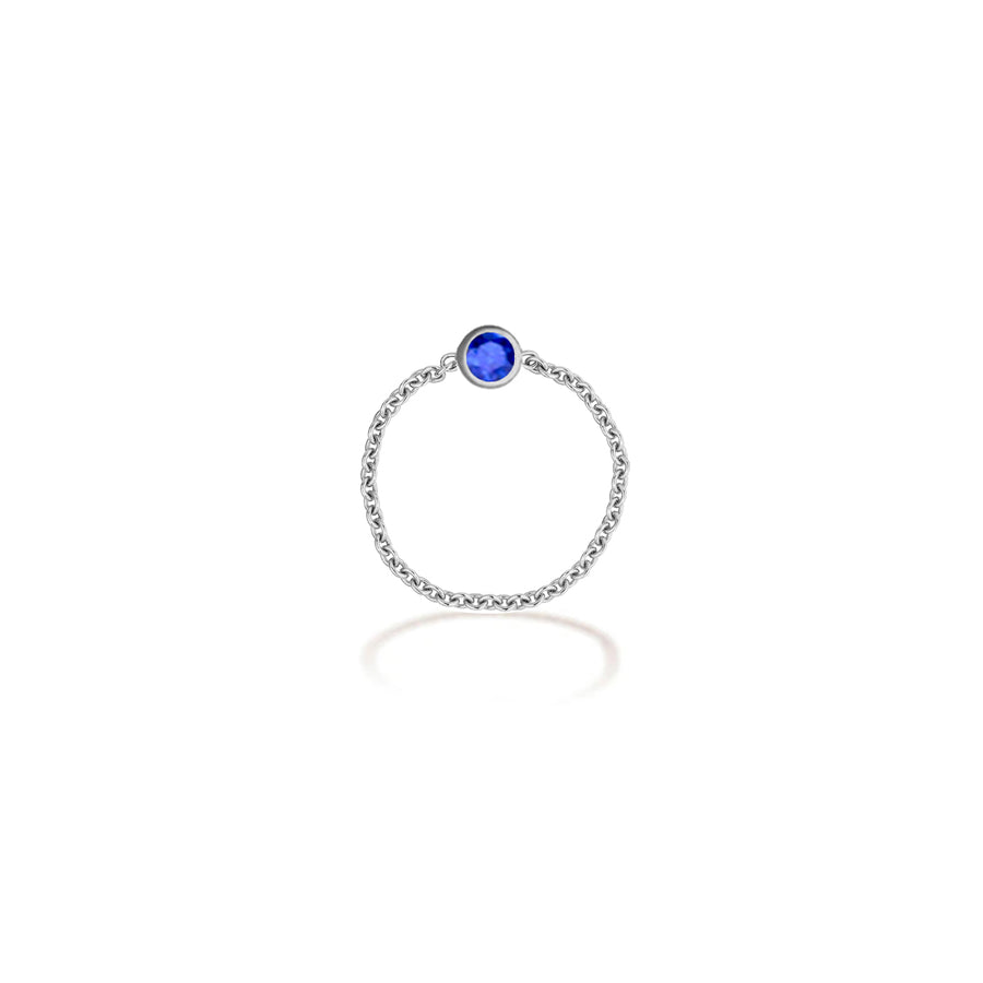 ·【TO ME, FROM ME】Sapphire Chain Ring 18K Gold Sep. Birthstone