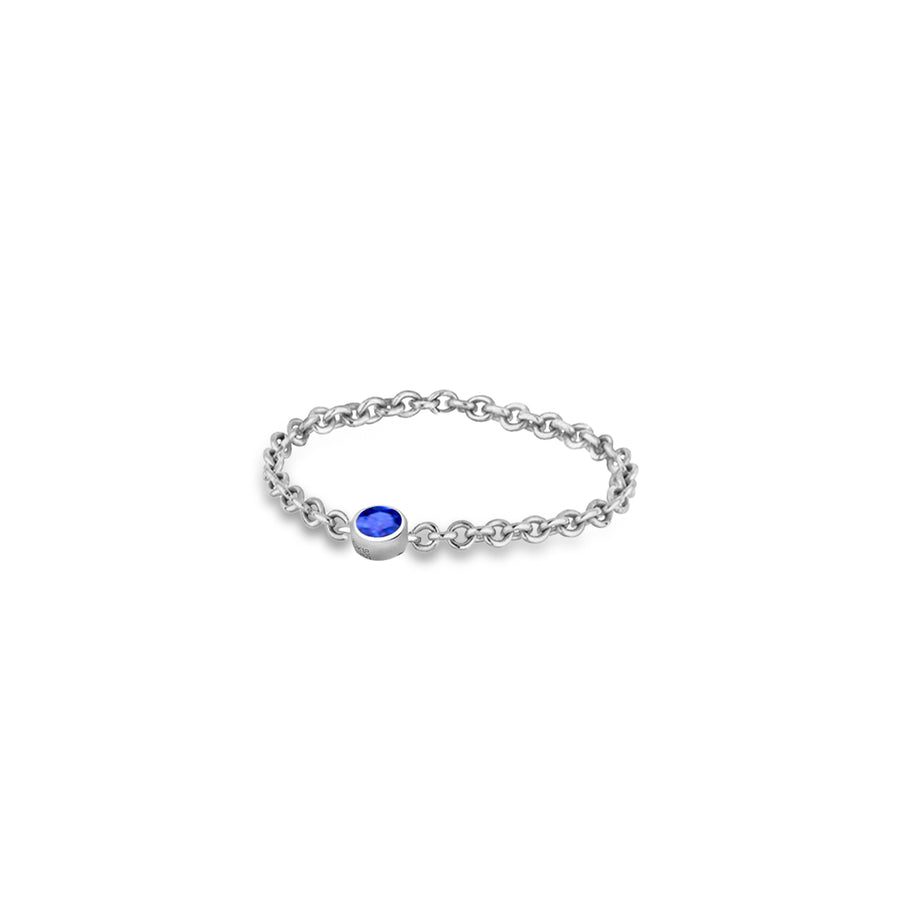 ·【TO ME, FROM ME】Sapphire Chain Ring 18K Gold Sep. Birthstone