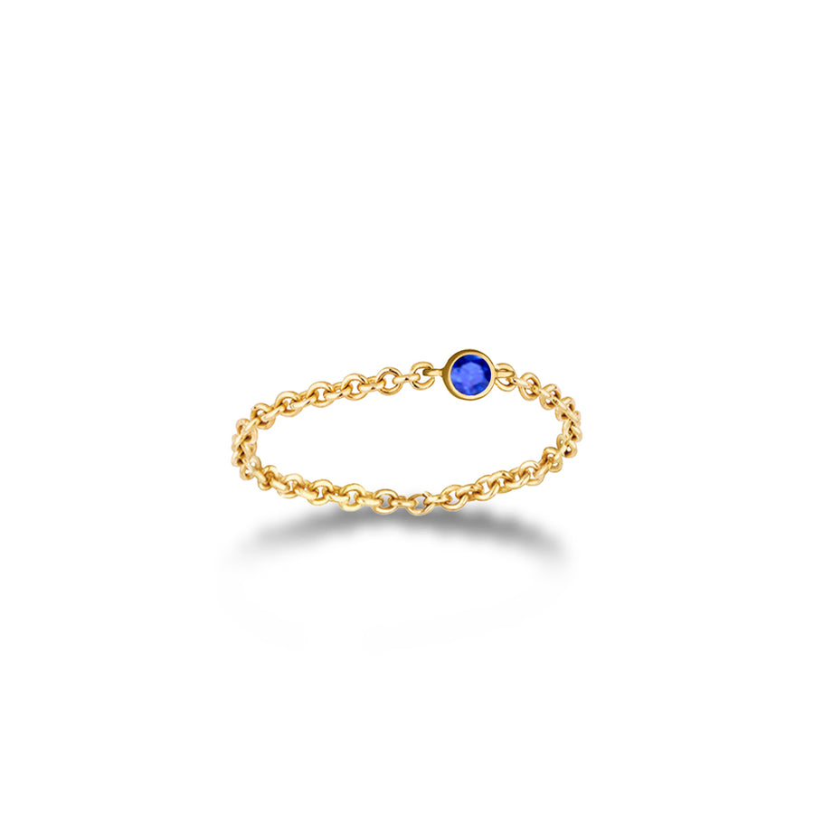 ·【TO ME, FROM ME】Sapphire Chain Ring 18K Gold Sep. Birthstone