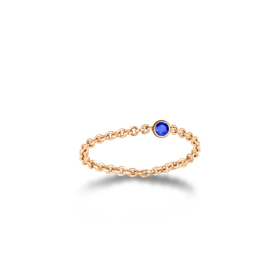 ·【TO ME, FROM ME】Sapphire Chain Ring 18K Gold Sep. Birthstone