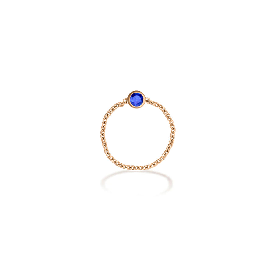 ·【TO ME, FROM ME】Sapphire Chain Ring 18K Gold Sep. Birthstone