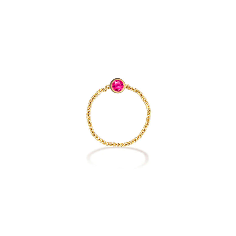 ·【TO ME, FROM ME】Tourmaline Chain Ring 18K Gold Oct. Birthstone