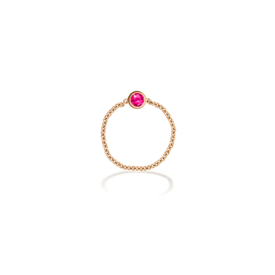 ·【TO ME, FROM ME】Tourmaline Chain Ring 18K Gold Oct. Birthstone