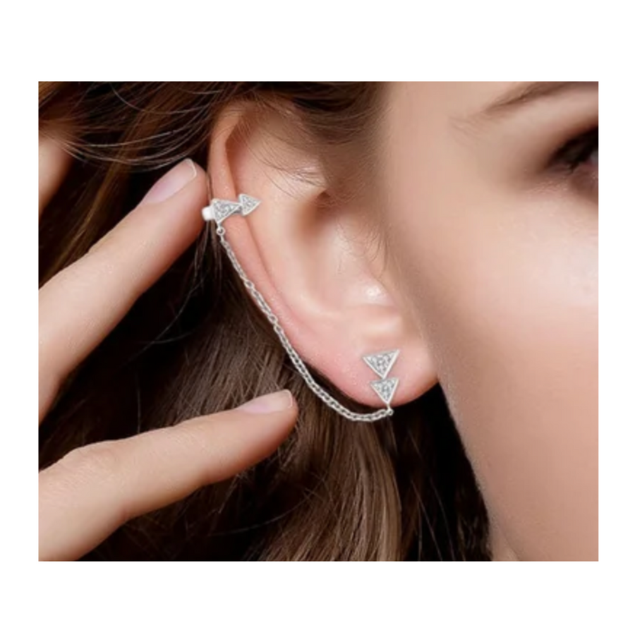 【EARCUFF】Pretty Little Thing Dropping Diamond Ear Cuff 18K Gold