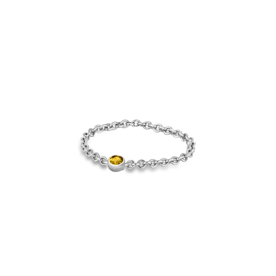 ·【TO ME, FROM ME】Citrine Chain Ring 18K Gold Nov. Birthstone