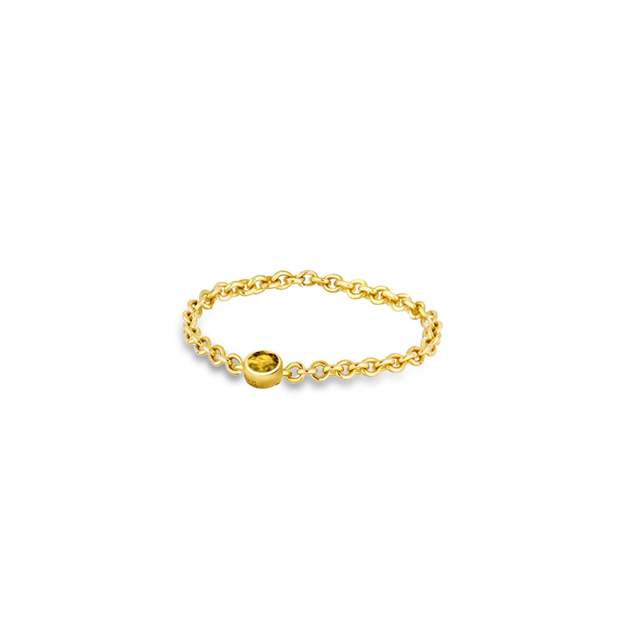 ·【TO ME, FROM ME】Citrine Chain Ring 18K Gold Nov. Birthstone