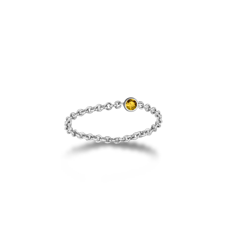 ·【TO ME, FROM ME】Citrine Chain Ring 18K Gold Nov. Birthstone