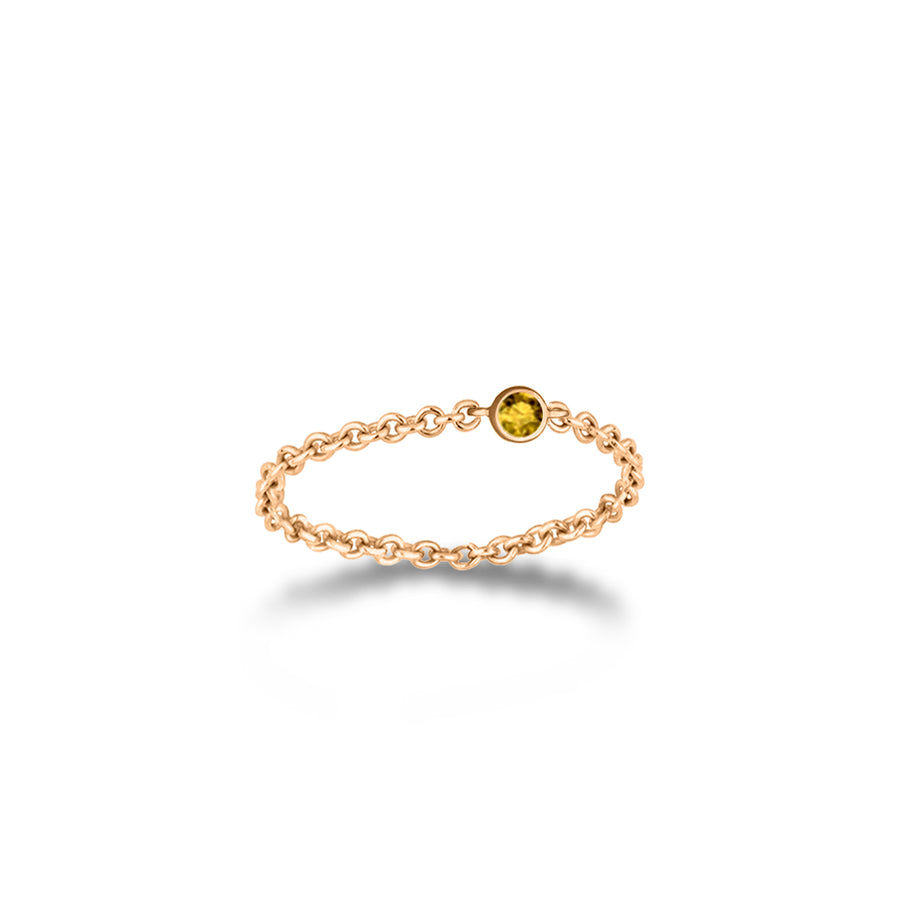 ·【TO ME, FROM ME】Citrine Chain Ring 18K Gold Nov. Birthstone