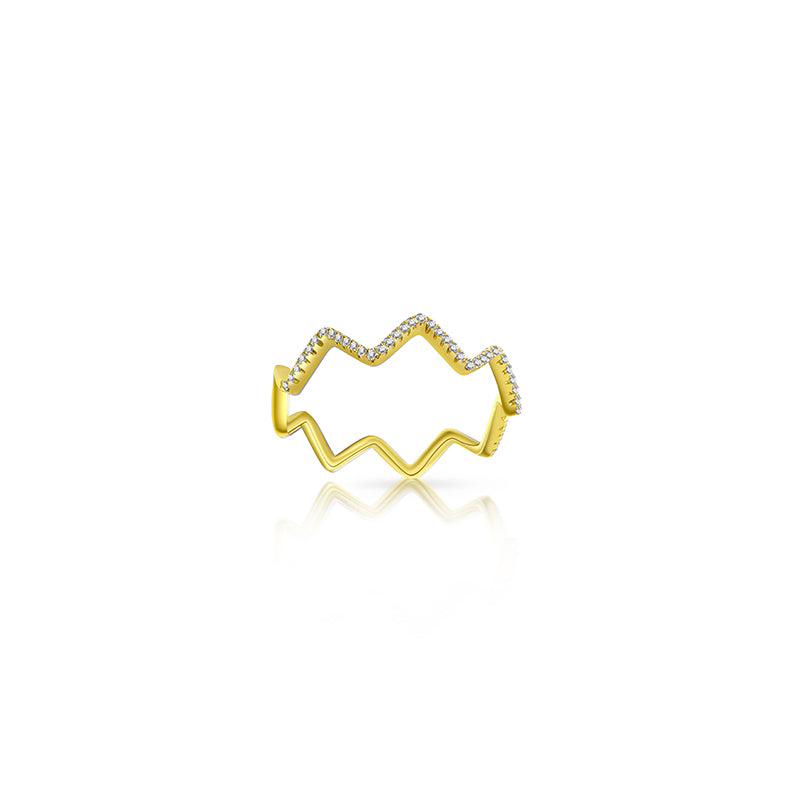 ·【NEW YORK SKYLINE】Diamond Wave Ring 18K Gold Rose&Yellow