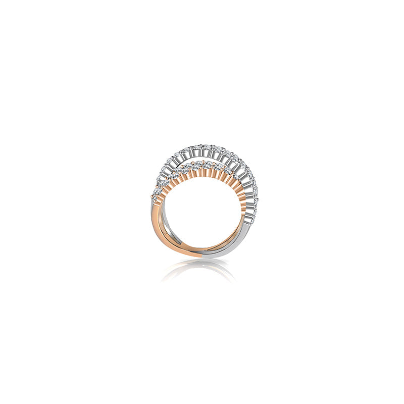 ・【BELOVED COUPLE】CrossLove Diamond Ring 18K Rose & White Gold