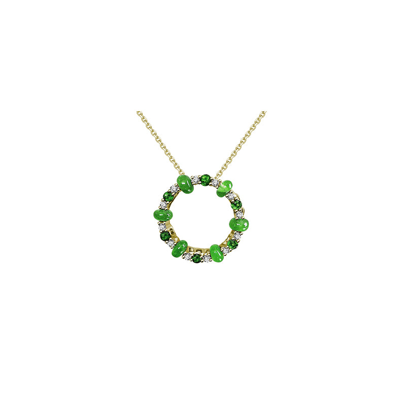 ·【HOLIDAY CHARM】 Diamond Emerald Pendant 18K Gold