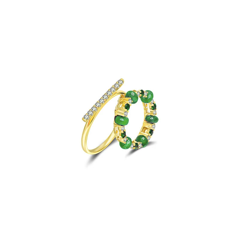 【HOLIDAY CHARM】Diamond Emerald 3-Way Necklace & Ring 18K Gold