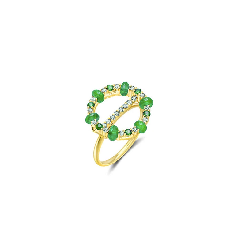 ·【HOLIDAY CHARM】Diamond Emerald 3-Way Necklace & Ring 18K Gold