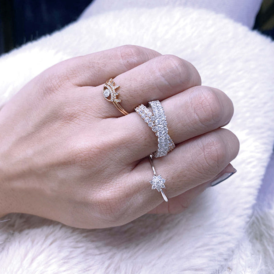 【DIAMOND RING】Snowflake Diamond Ring 18K Gold