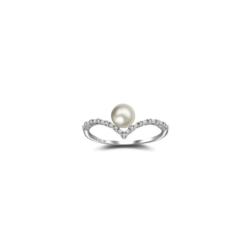 ·【BUBBLE TEA】Venus Pearl Diamond Ring 18K Gold