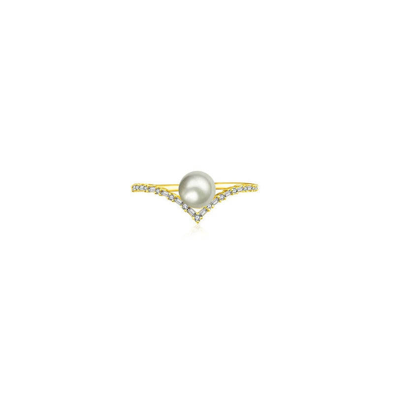 【BUBBLE TEA】Macaron Pearl Diamond Ring 18K Gold