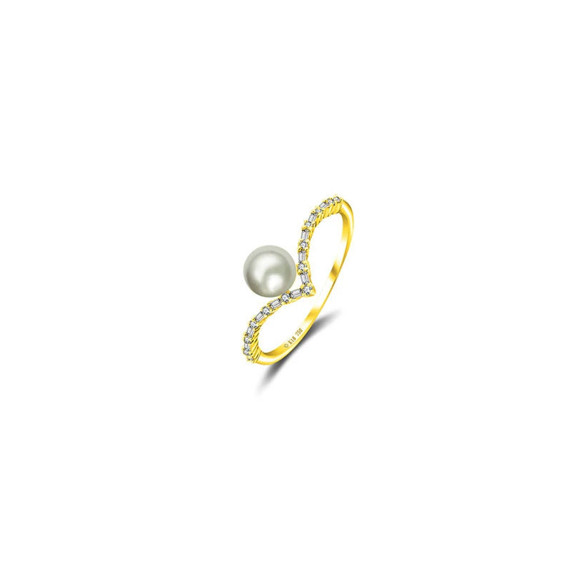 【BUBBLE TEA】Macaron Pearl Diamond Ring 18K Gold