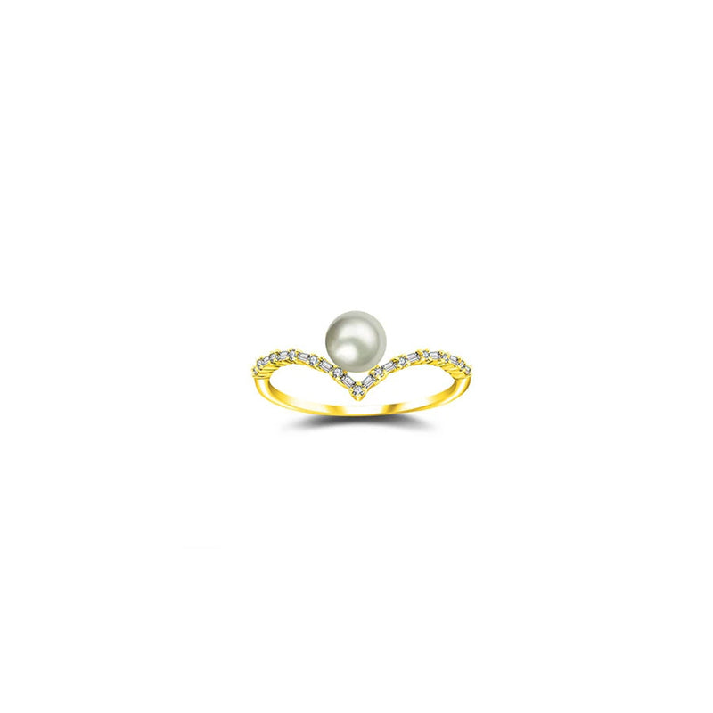 ·【BUBBLE TEA】Venus Pearl Diamond Ring 18K Gold